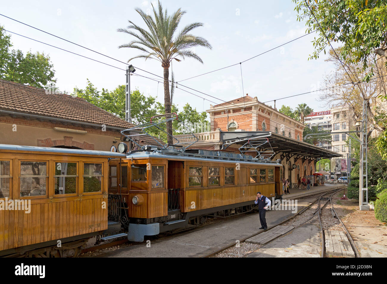 Tren de Sóller, Placa D´Espanya Train Station, Palma de Mallorca, Spanien Stockfoto
