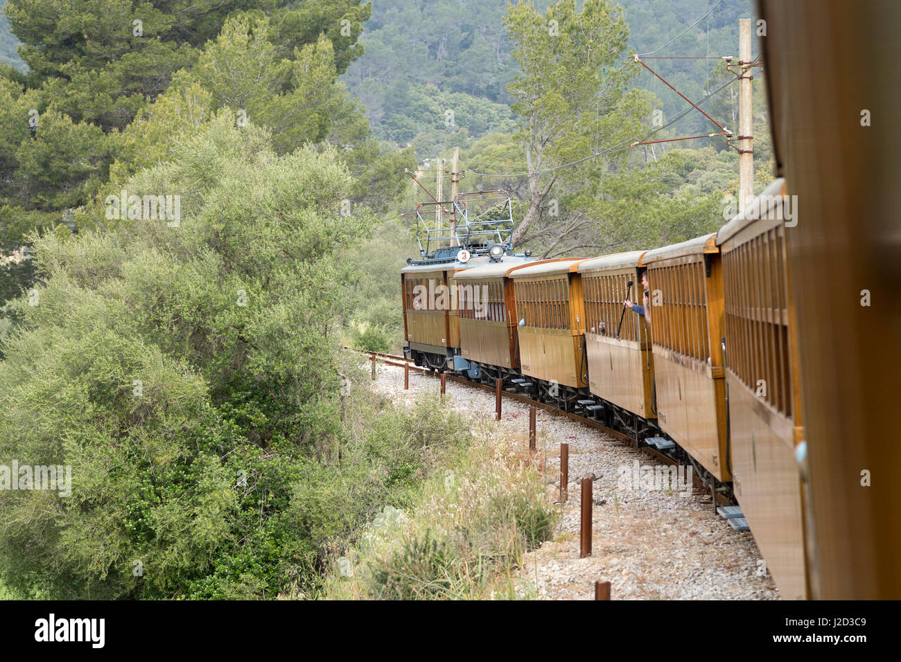 Tren de Sóller zwischen Bunyola und Soller, Mallorca, Spanien Stockfoto