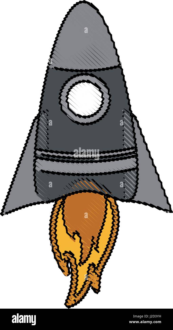 Farbe verwischt Cartoon Rakete Raumschiff ausziehen Stock ...