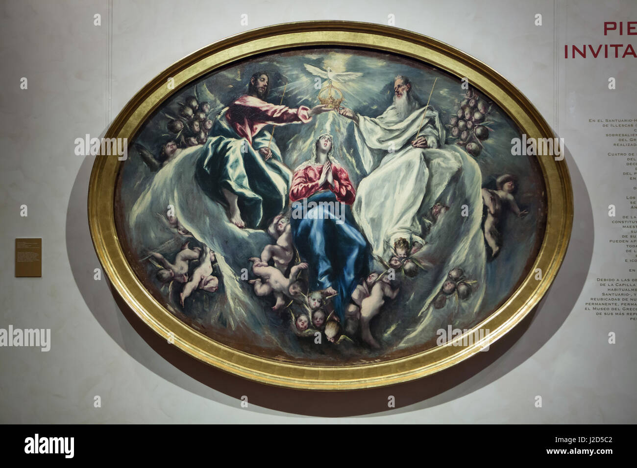 Krönung der Jungfrau Maria (1603-1605) von spanischen manieristische Maler El Greco ausgestellt im Museo El Greco in Toledo, Spanien. Stockfoto