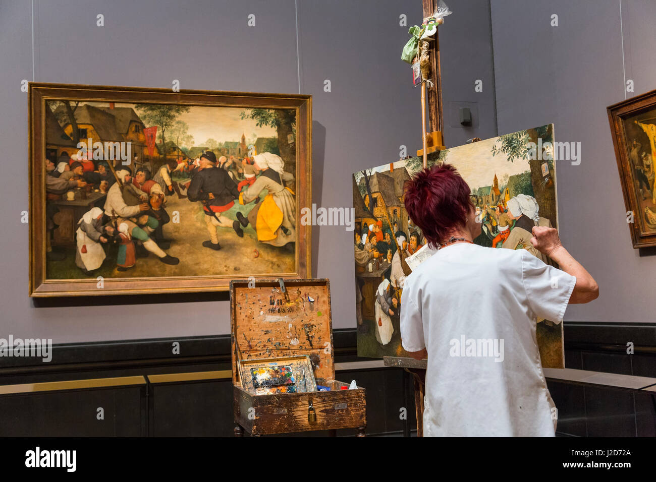 Kopieren von "Tanz der Bauern" von Pieter Bruegel, kunsthistorischen historische Kunst-Museum, Wien, Österreich Stockfoto