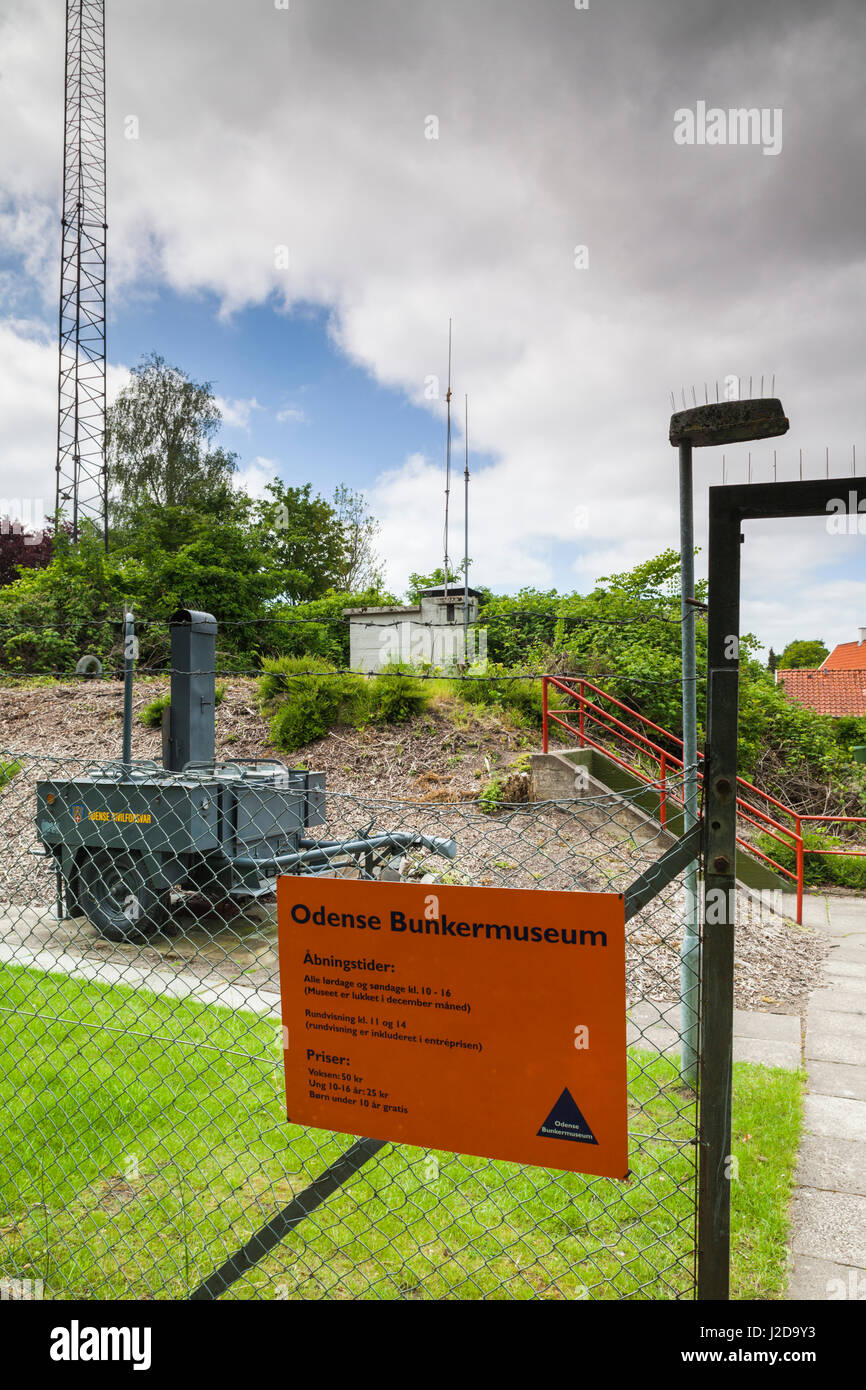 Dänemark, Fünen, Odense, Odense Bunker Museum, Zeit des Kalten Krieges Zivilschutz Bunker Außeneingang Stockfoto