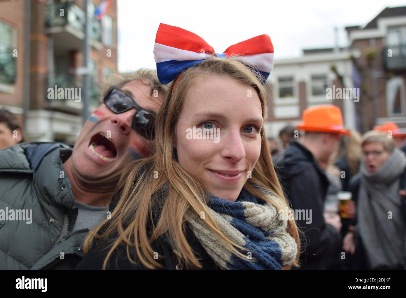 Sassenheim, Niederlande. 27. April 2017. Königstag / Koningsdag ist ein nationaler Feiertag in das Königreich der Niederlande. Das Datum markiert die Geburtsstunde von König Willem-Alexander. Stockfoto