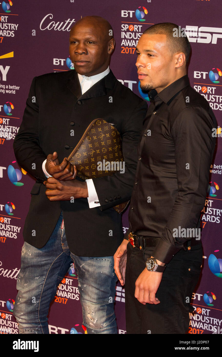 London, UK. 27. April 2017. Chris Eubank Sn und Chris Eubank Jr besuchen den 16. BT Sport Industry Awards am Battersea Evolution, Battersea Park. Bildnachweis: Bettina Strenske/Alamy Live-Nachrichten Stockfoto