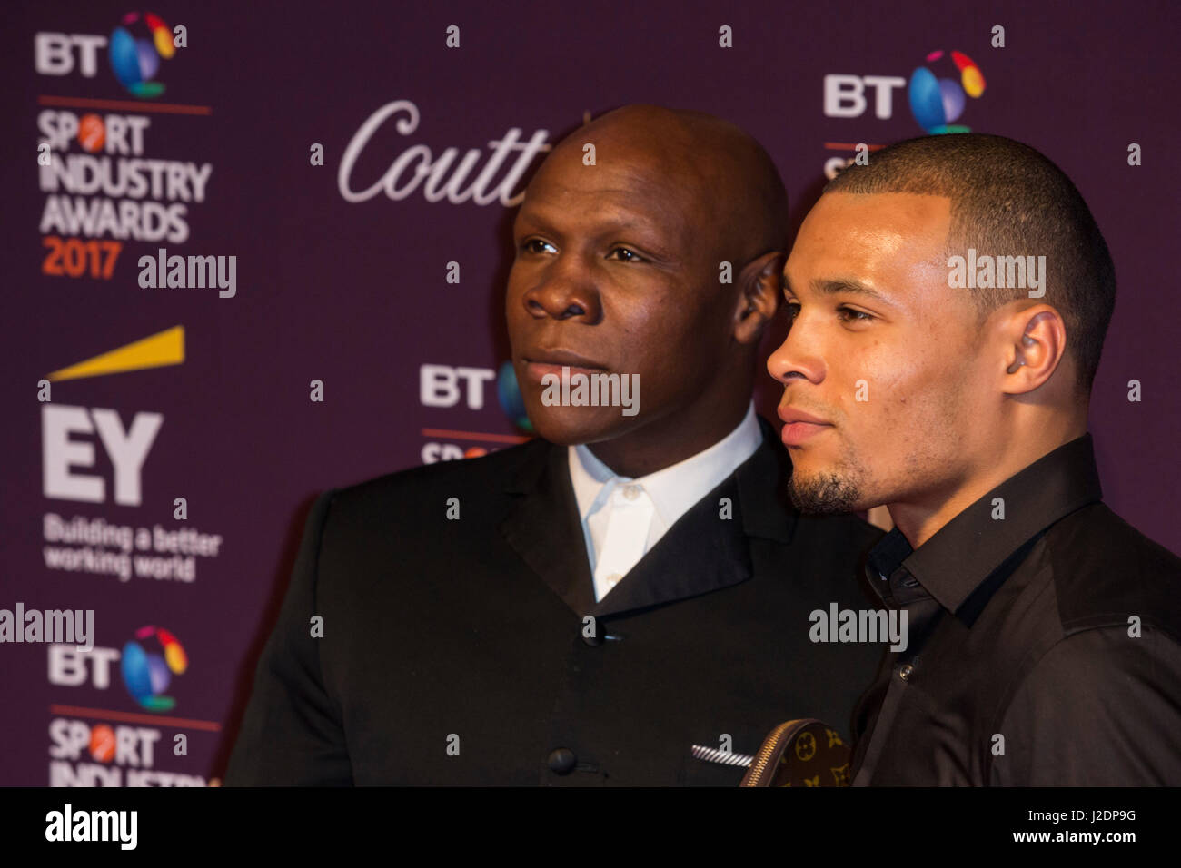 London, UK. 27. April 2017. Chris Eubank Sn und Chris Eubank Jr besuchen den 16. BT Sport Industry Awards am Battersea Evolution, Battersea Park. Bildnachweis: Bettina Strenske/Alamy Live-Nachrichten Stockfoto