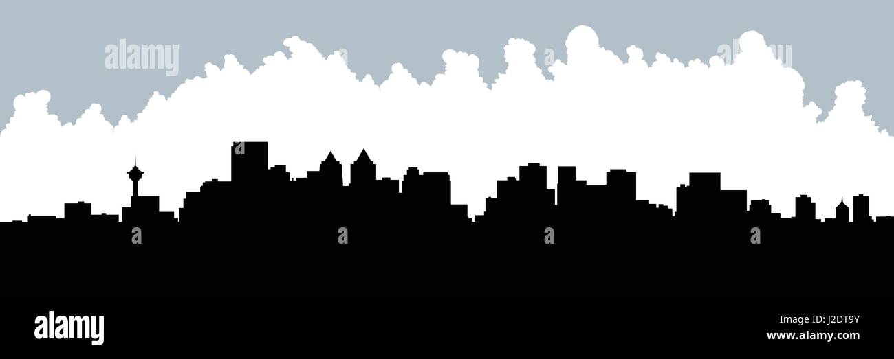 Skyline Silhouette der Stadt von Calgary, Alberta, Kanada. Stock Vektor