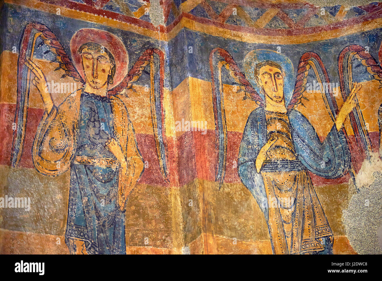 Romanische Fresken aus der Kirche von Sant Clement de Taull, Vall de Boi, Alta Ribagorca, Spanien. Gemalt um 1123.  National Art Museum of Catalon Stockfoto