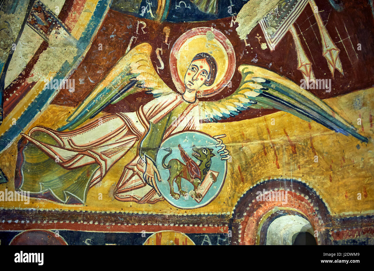 Romanische Fresken aus der Kirche von Sant Miguel d'Engolasters, Les Escaldes Andorra... Malte etwa 1160. Nationalen Kunstmuseum von Katalonien, Barc Stockfoto