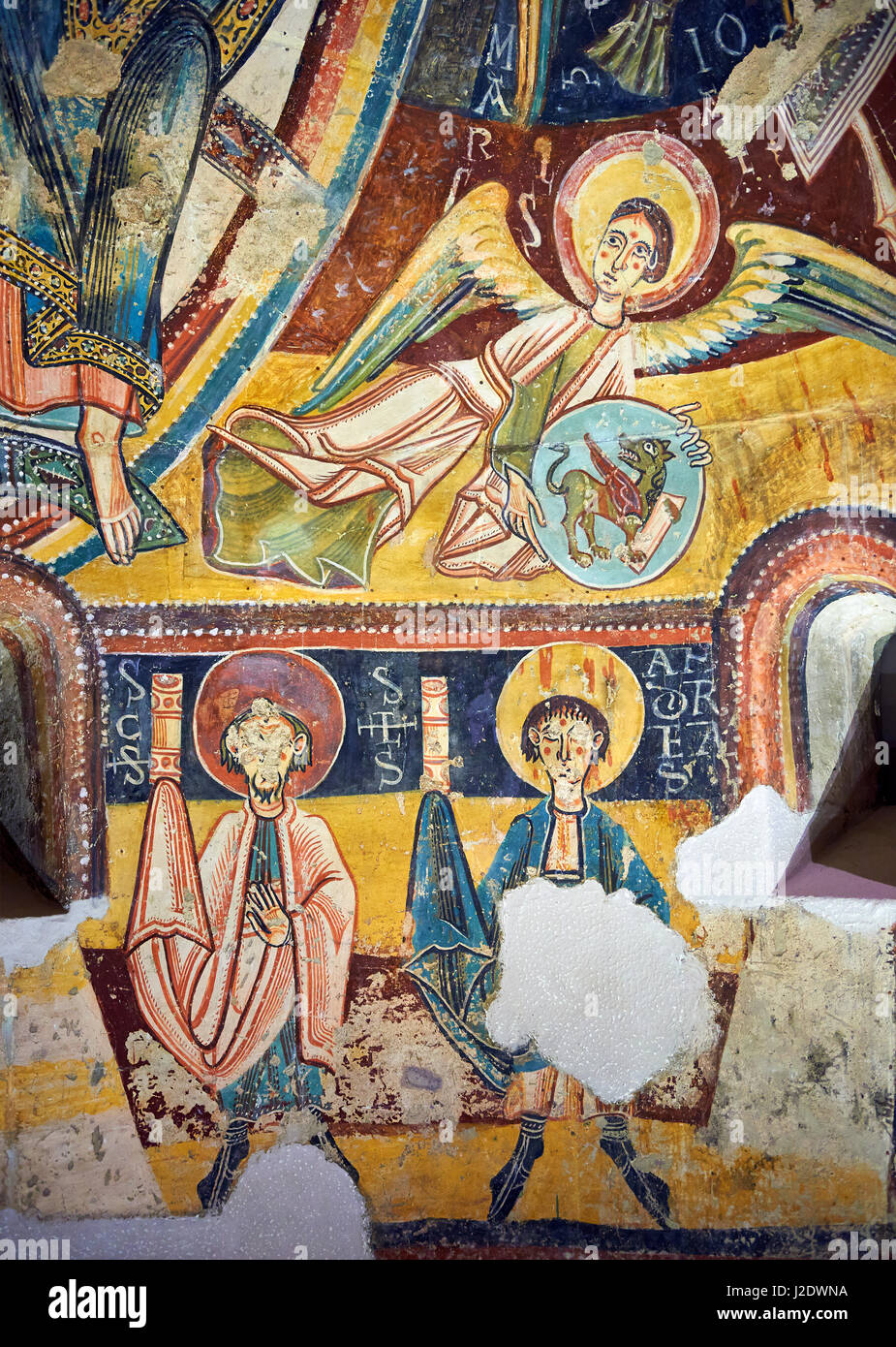 Romanische Fresken, die die Apostel aus der Kirche von Sant Miguel d'Engolasters, Les Escaldes, Andorra... Malte etwa 1160. National Art Mus Stockfoto