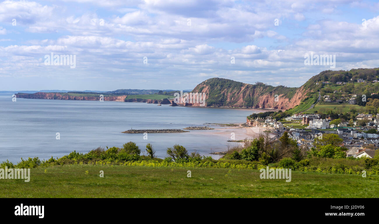Ansicht nach Sidmouth aus South West Coastal Path auf Salcombe Cliff Hill. Stockfoto