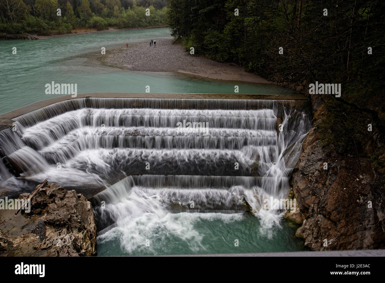Lechfall in Füssen am Falkensteinkamm , Ammergauer Alpen . Geotop Bayerns. Stockfoto