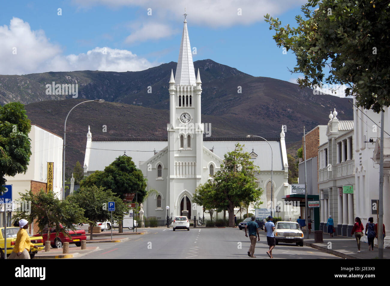 Kerk-Straße und Moedergemeente Kirche Robertson Western Cape Südafrika Stockfoto