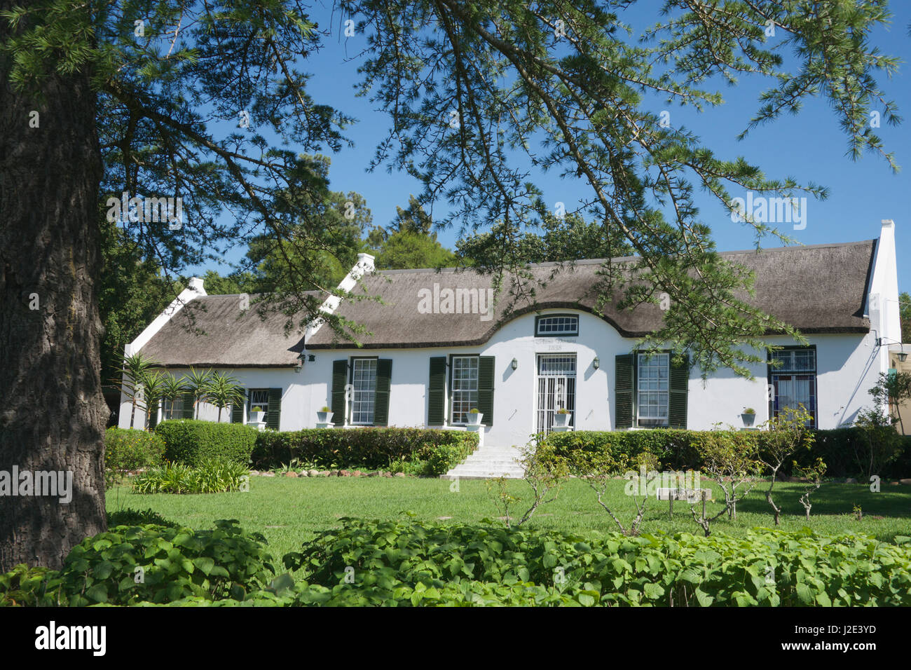 Strohgedeckte Haus erbaut 1838 Swellendam Overberg Western Cape Südafrika Stockfoto