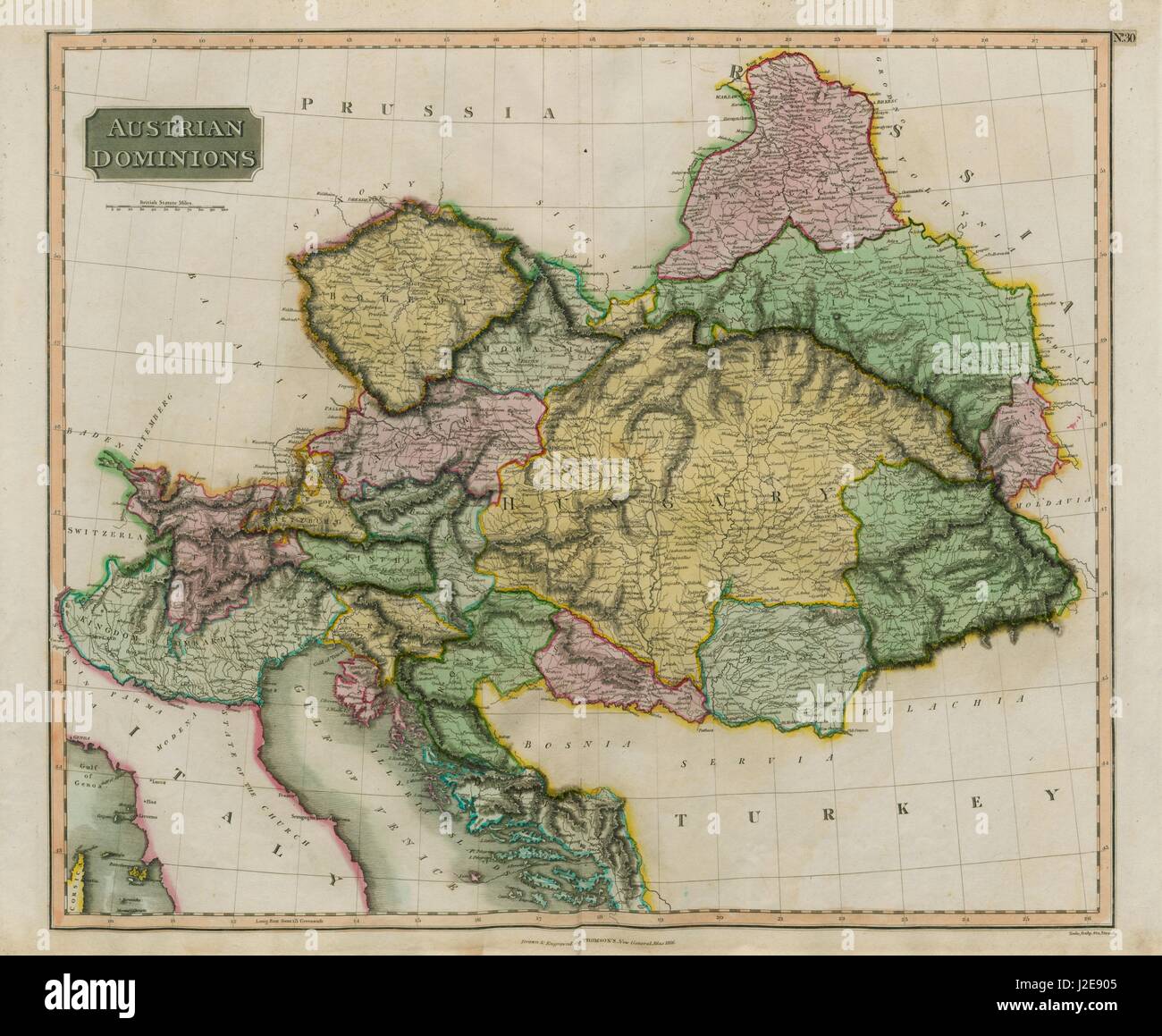"Österreichischen Herrschaften". Kaisertum Österreich. West-Galizien enthält. THOMSON 1817 Karte Stockfoto