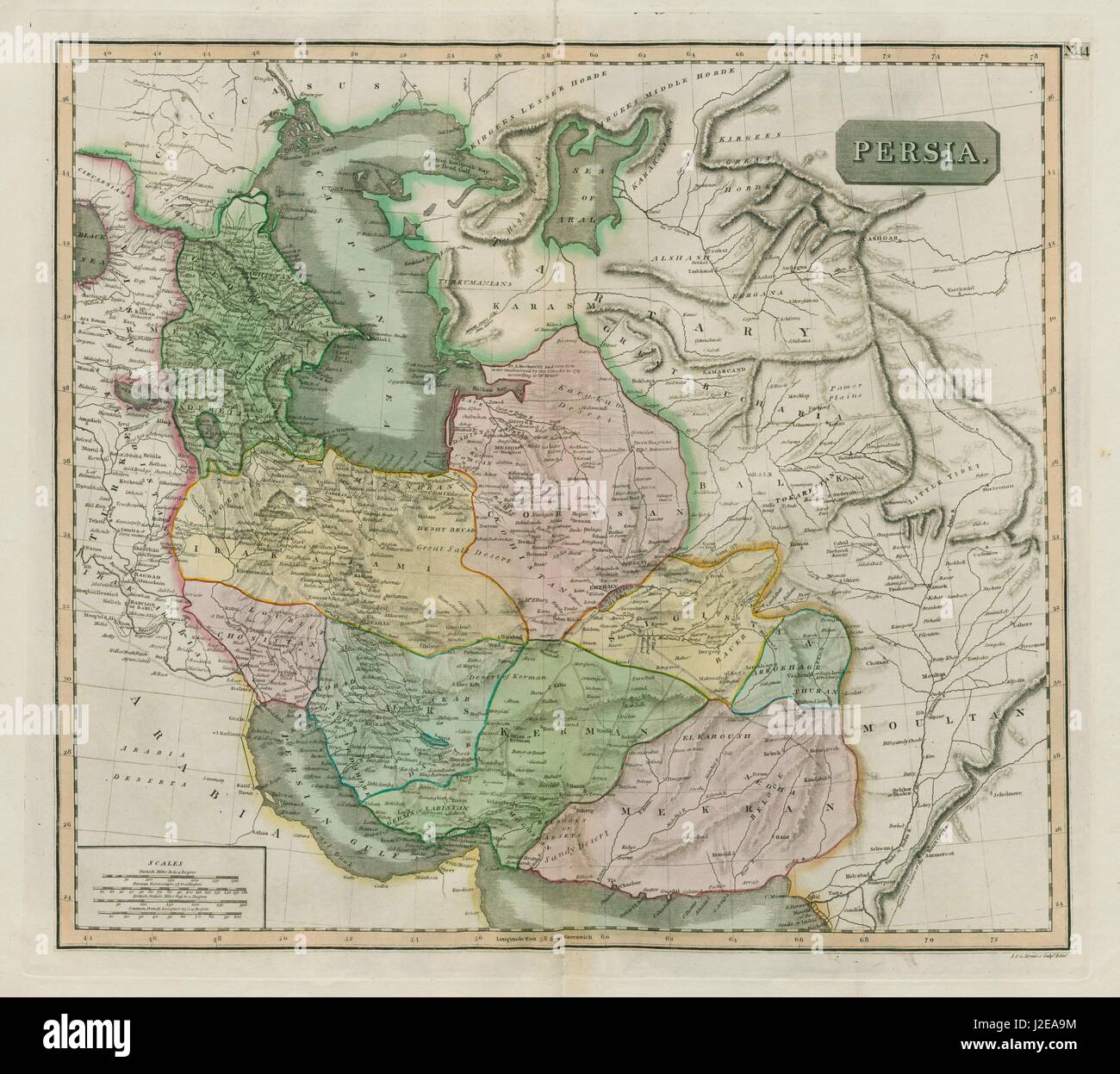 "Persien" & des Kaspischen Meeres. Kaukasus Tartary Afghanistan Iran. THOMSON 1817 Karte Stockfoto