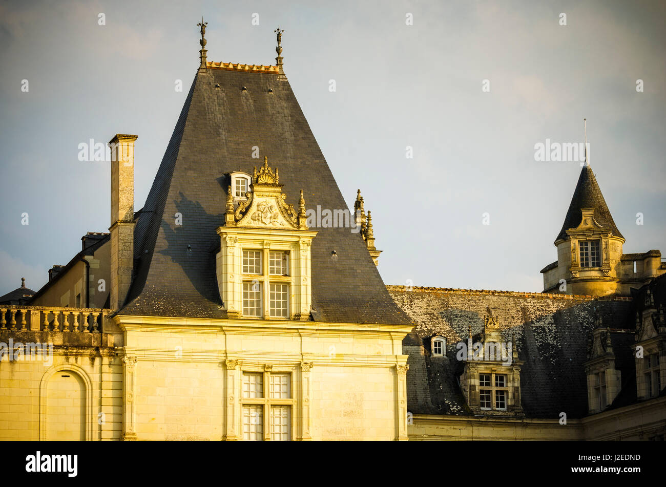 Abendlicht am Chateau de Villandry, Villandry, Loiretal, Frankreich Stockfoto