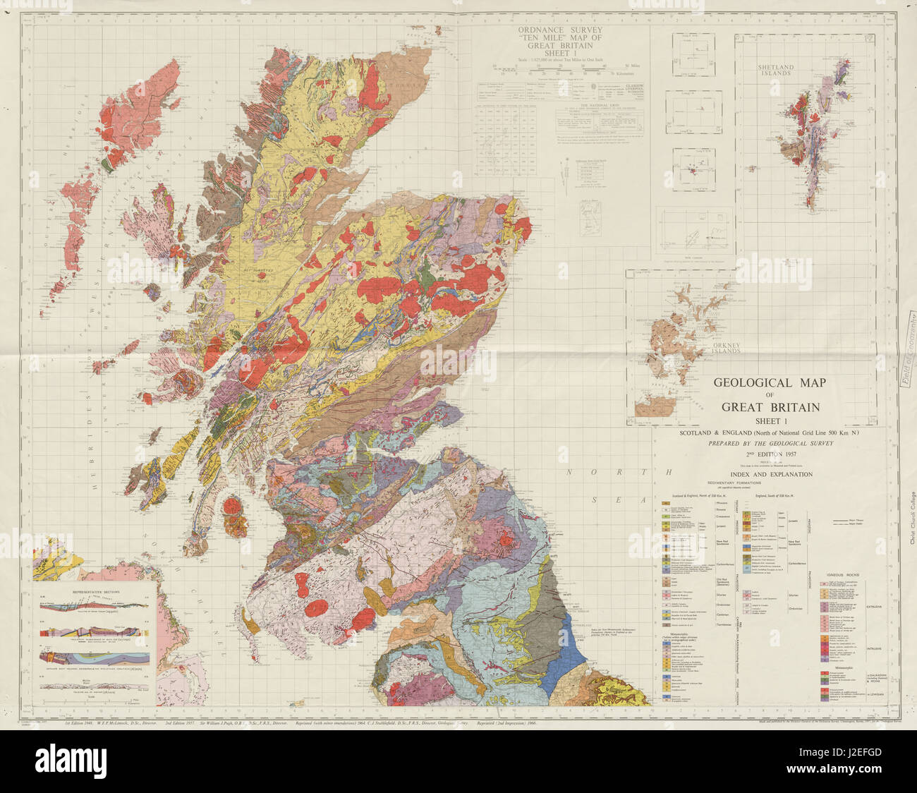 Geologische Karte von Großbritannien Blatt 1. Norden. Schottland 1966 alten vintage Stockfoto