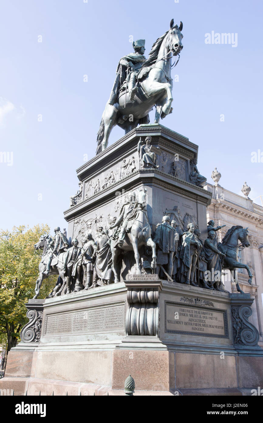Friedrich Dem Grossen. König Frederik die große Statue. Berlin. Deutschland. Stockfoto
