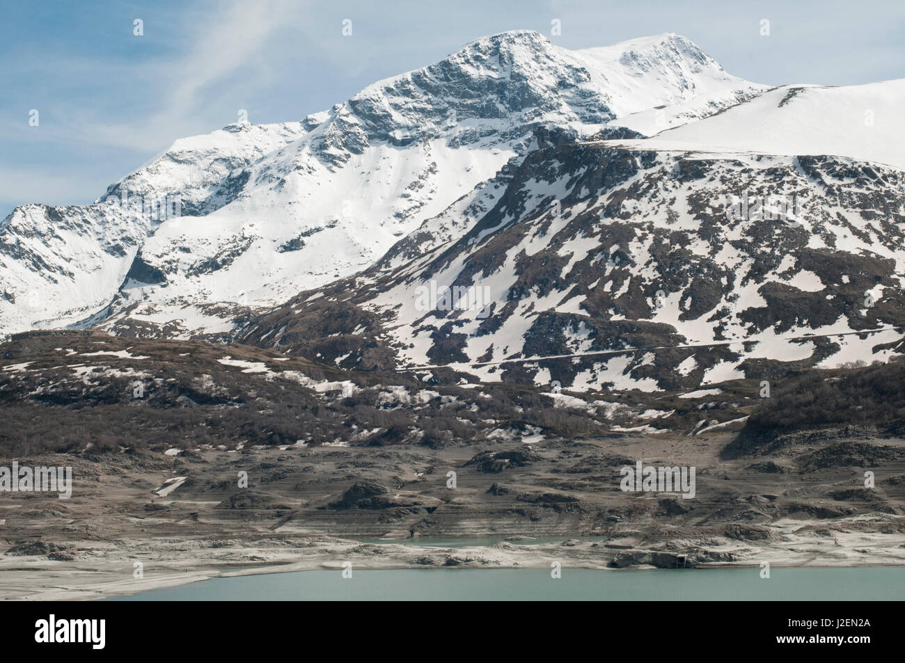 Panorama-Ansicht der Berglandschaft, Alpen, Col du Petit Mont-Cenis, Val Cenis Vanoise, Frankreich Stockfoto