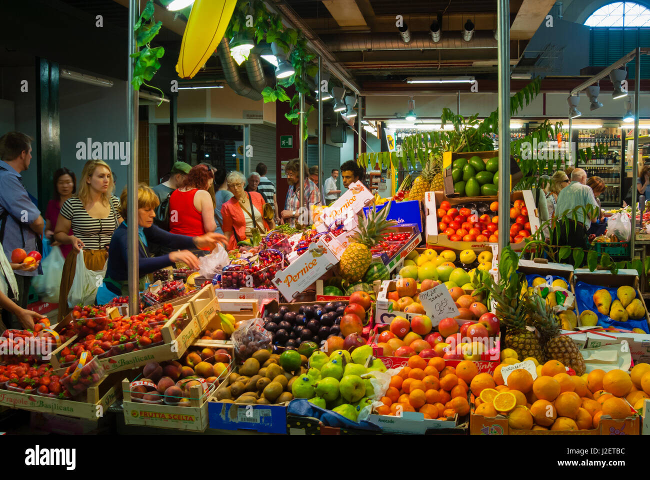 Obstmarkt, Central Market in San Lorenzo, Florenz, Toskana, Italien Stockfoto