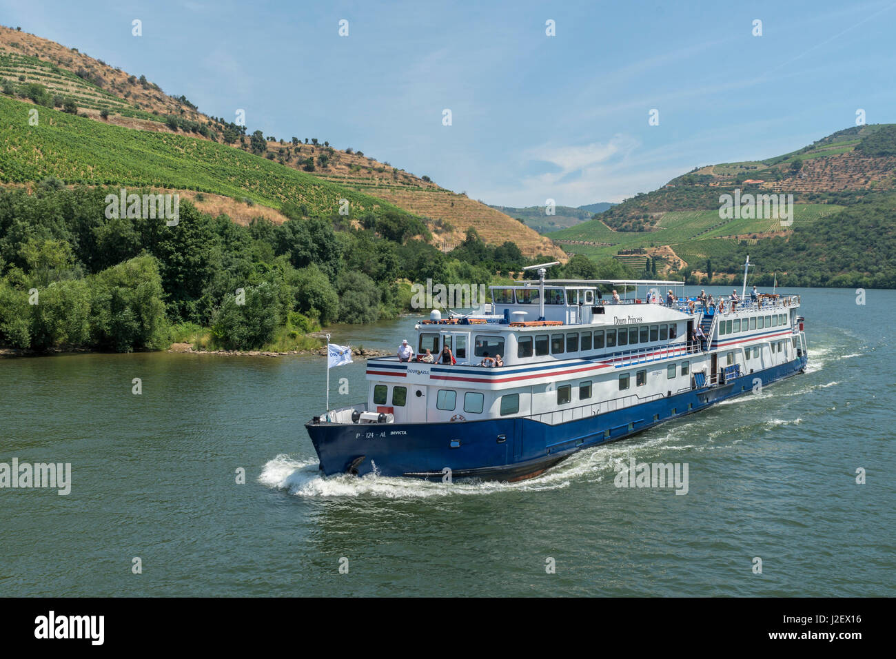 Portugal, Douro Princess Riverboat am Douro-Fluss Stockfoto