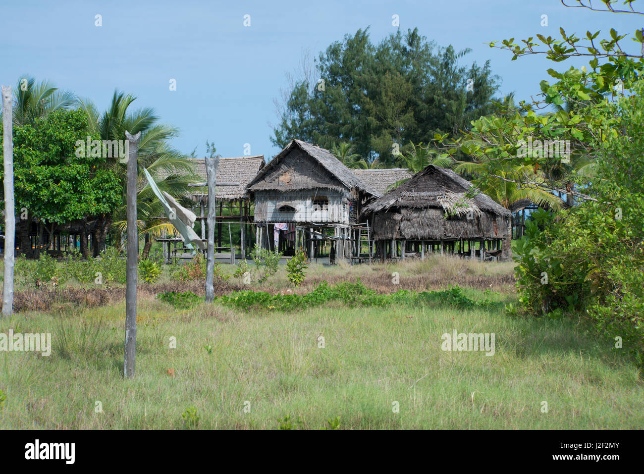 Melanesien, Papua-Neuguinea, Sepik Fluss, murik Seen. Typische karau und mendham Dorf gestelzt Wohnungen. (Large Format Größen verfügbar) Stockfoto