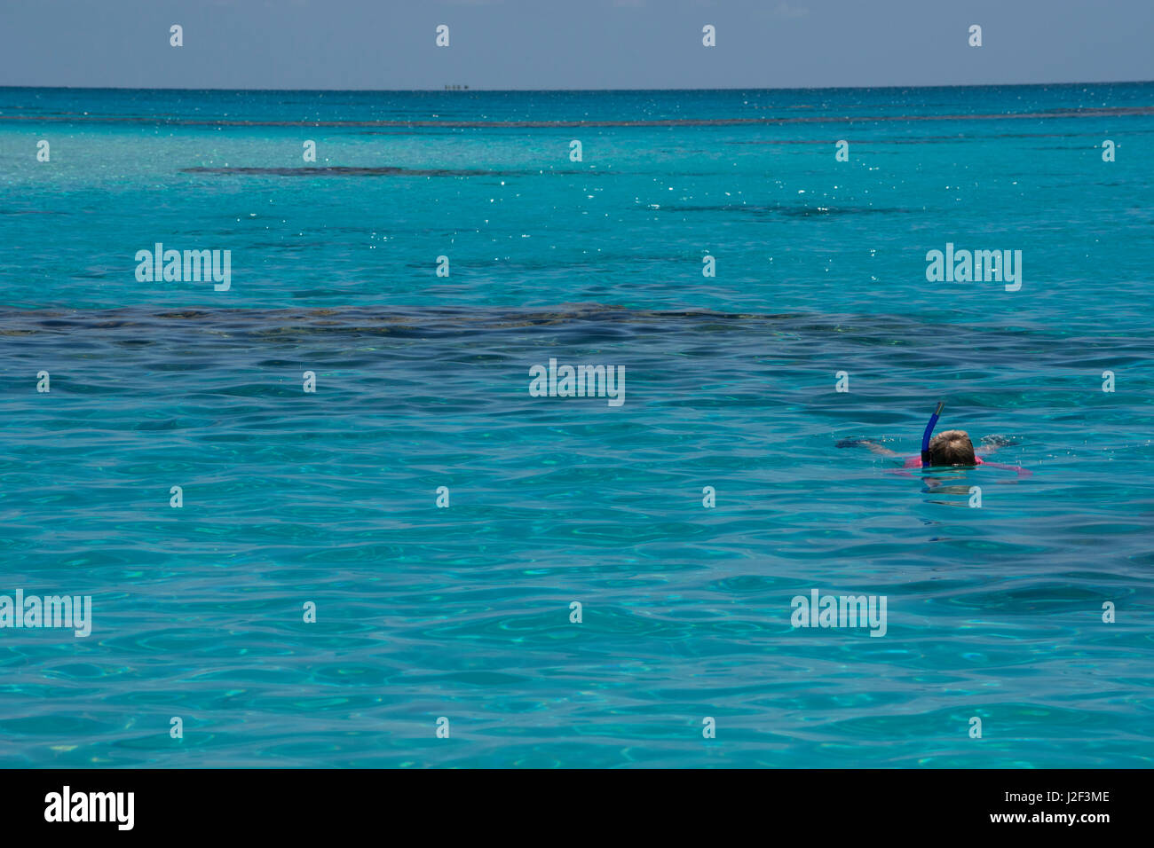 Cook Inseln. Palmerston Island, eine klassische Atoll. Schnorcheln im kristallklaren flache Lagune um Palmerston Island. Stockfoto