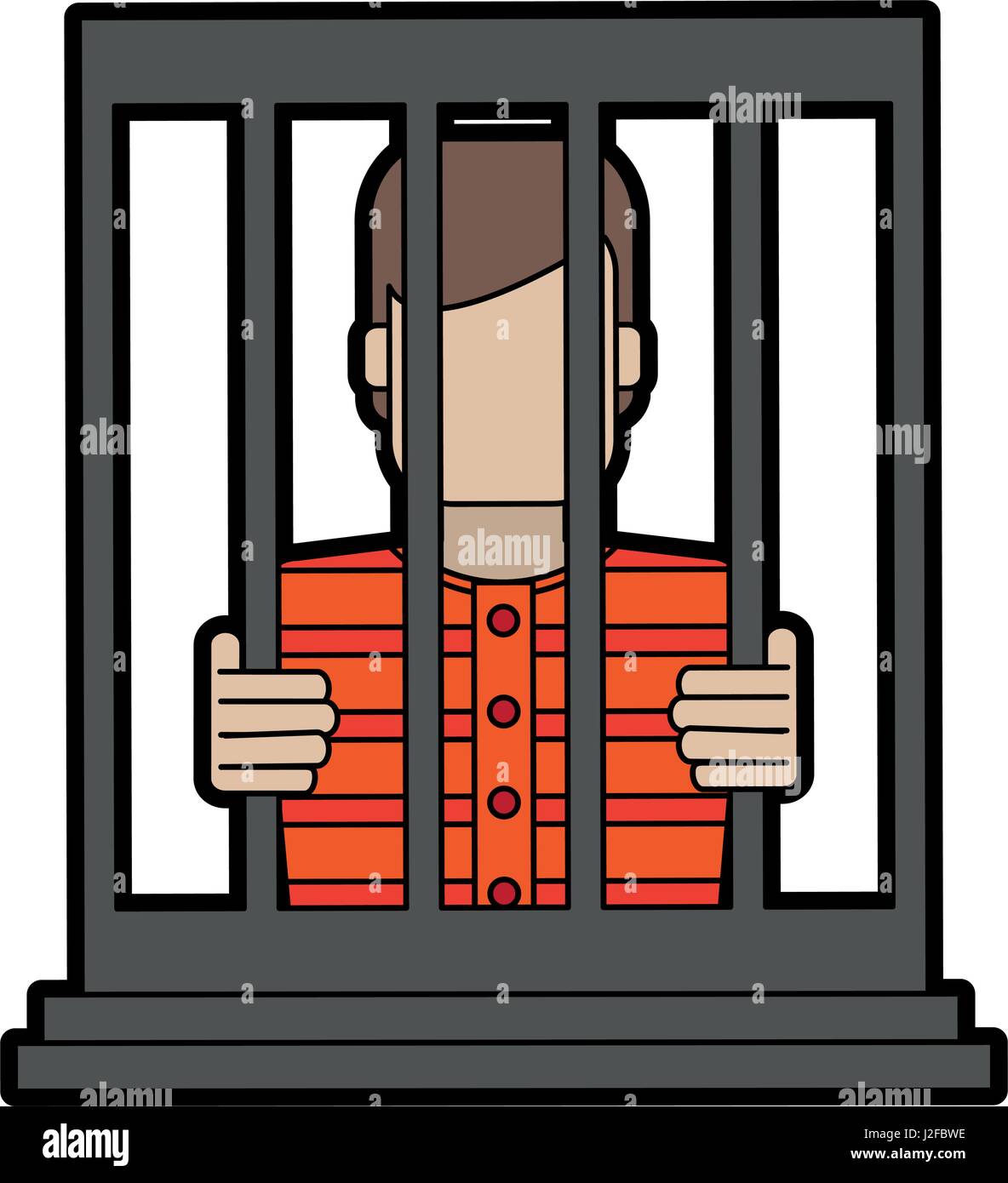 männlichen Gefangenen hinter Bars Symbolbild Stock Vektor