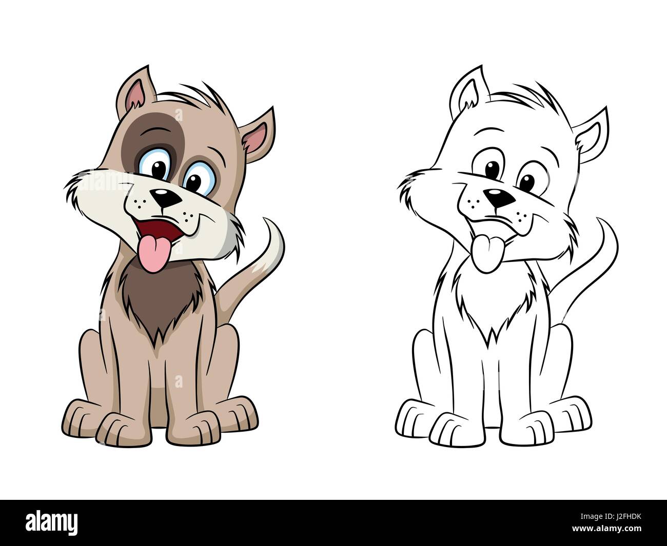 Beispiel für einen süßen Hund, gemalt und Kontur Stock-Vektorgrafik - Alamy