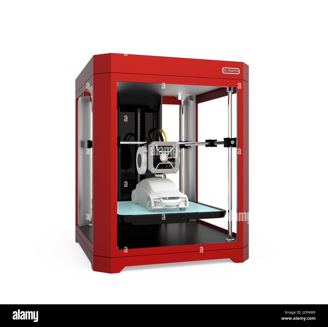 3D-Drucker isoliert auf weißem Hintergrund. 3D-Rendering Bild. Stockfoto