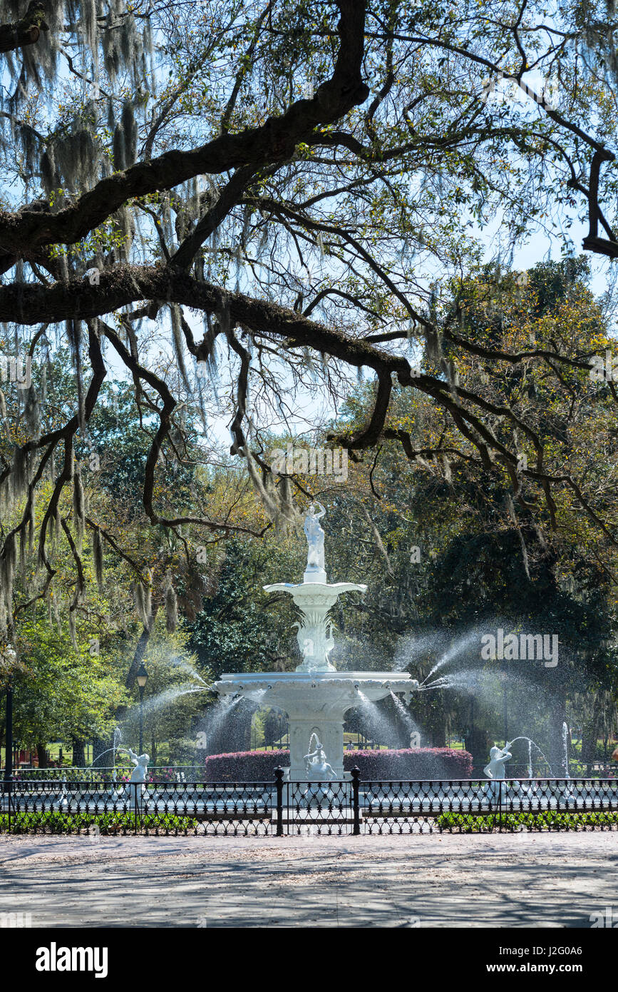 USA, Georgia, Savannah, Brunnen im Forsyth Park (großformatige Größen erhältlich) Stockfoto