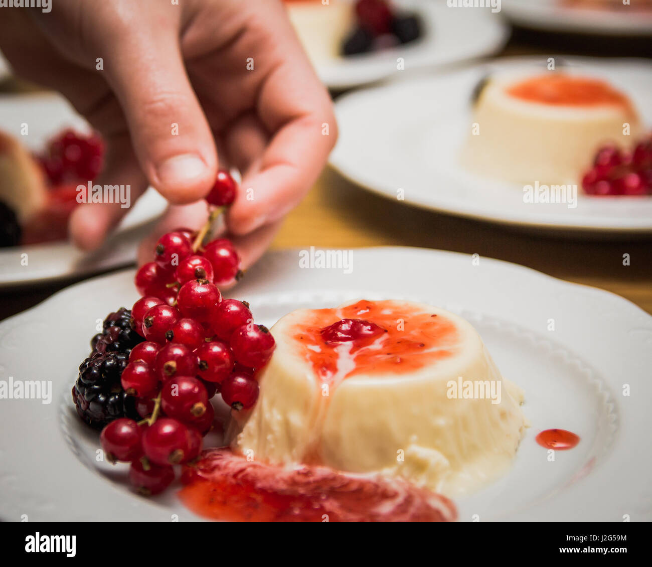 Fine dining panna cotta fruit dessert -Fotos und -Bildmaterial in hoher ...