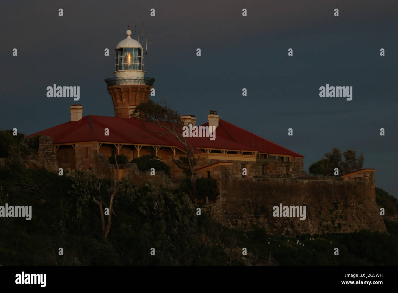 Barrenjoey Leuchtturm, Barrenjoey Kopf, Palm Beach. Stockfoto