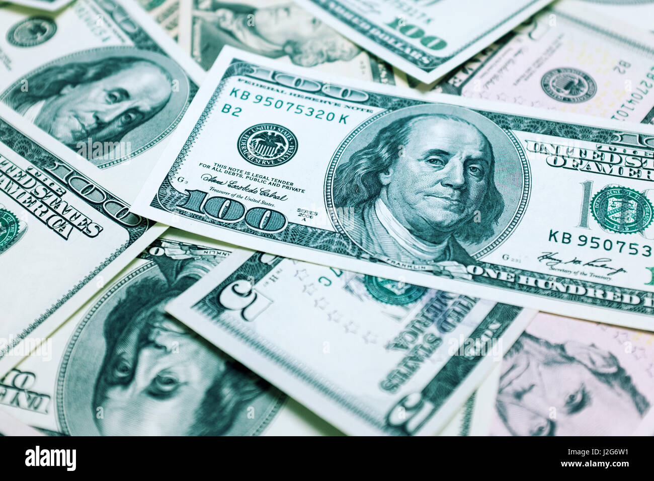 Hundert Dollar Rechnungen Hintergrund Stockfoto