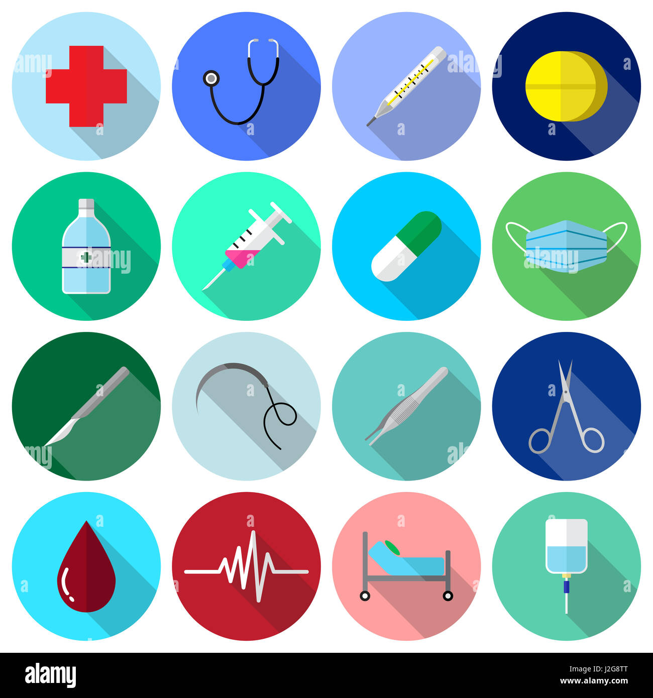 Medizinische Symbole Farbe flaches Design Stockfoto