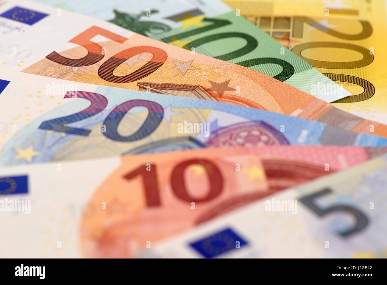 Euro-banknoten und Währung für Europa Stockfoto