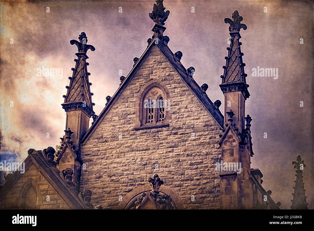 USA, Indianapolis, Indiana. Die gotische Kapelle auf dem Crown Hill Cemetery (großformatige Größen erhältlich) Stockfoto