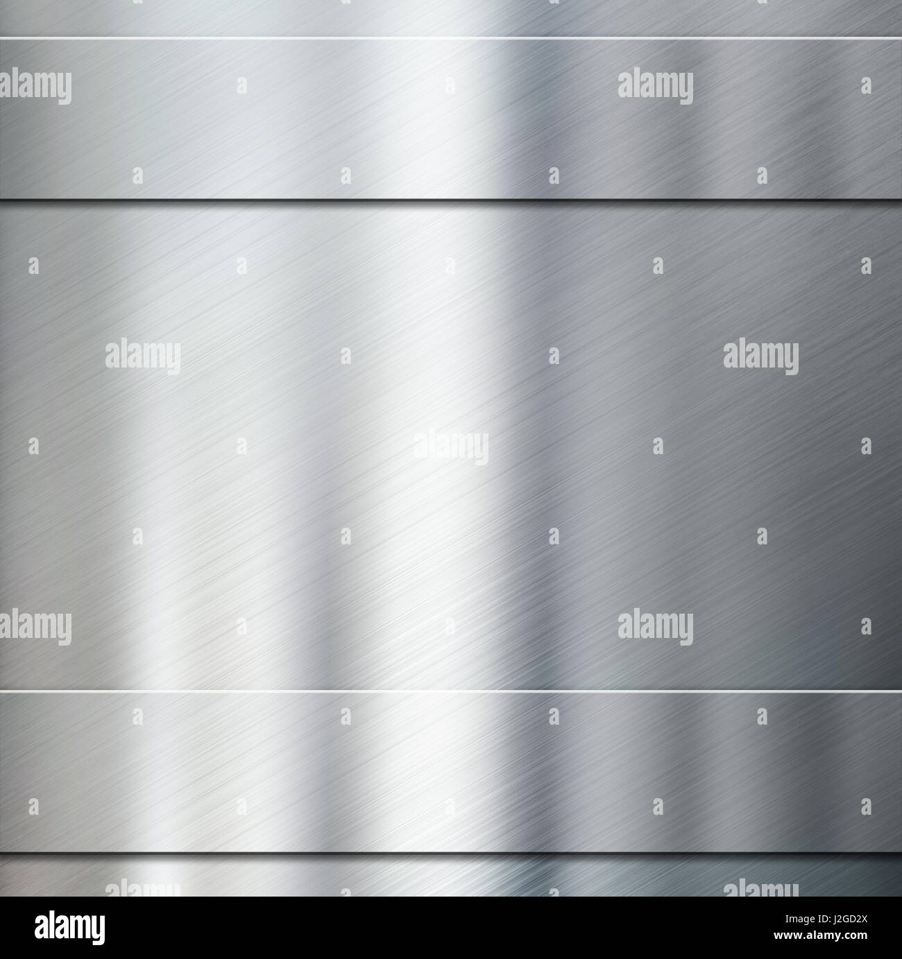zwei Metall-Streifen über Aluminium gebürstet Hintergrund 3d illustration Stockfoto