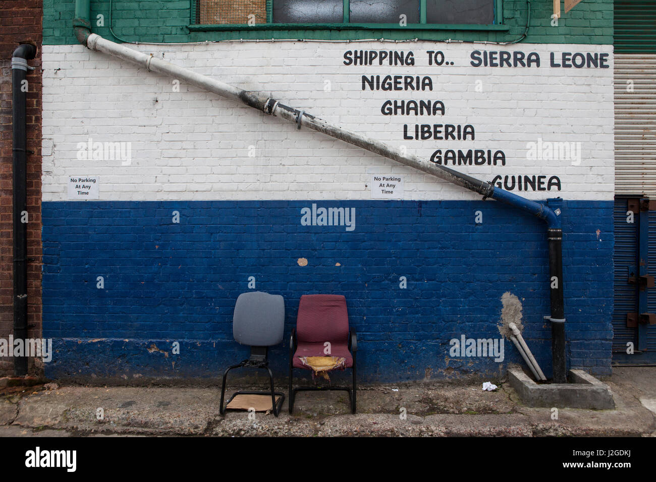 Die Bussey Gebäude in Peckham in der Nähe von Roggen Lane. Das Gebäude beherbergt Ateliers und ein Kino auf der Dachterrasse. Fotografien aus Roggen Lane in Peckham in Stockfoto