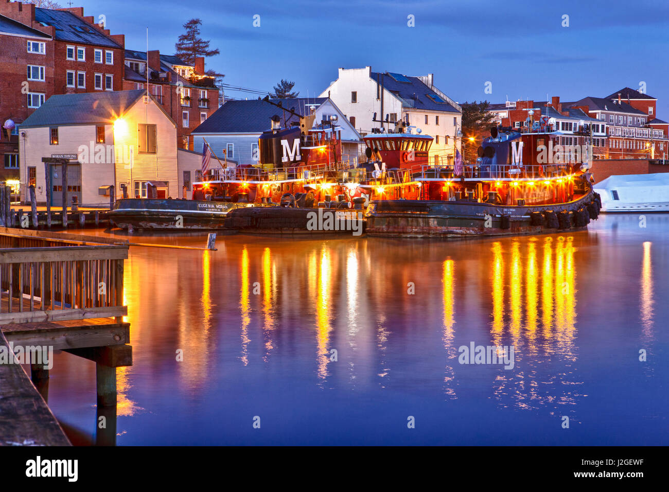 Die Moran Schlepper an der Uferpromenade in Portsmouth, New Hampshire. Stockfoto