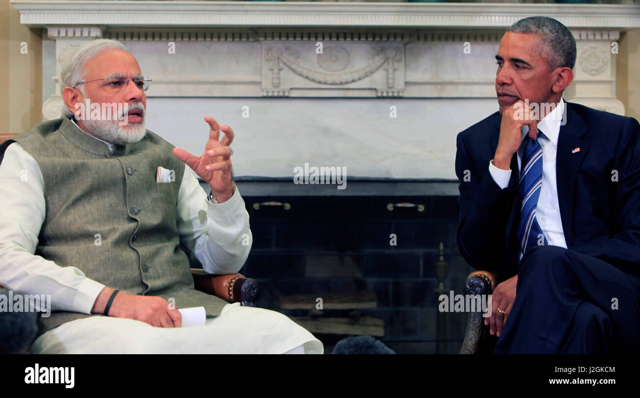 Präsident Barack Obama trifft sich mit Premierminister Modi von Indien im Oval Office am 6.7.16 Stockfoto