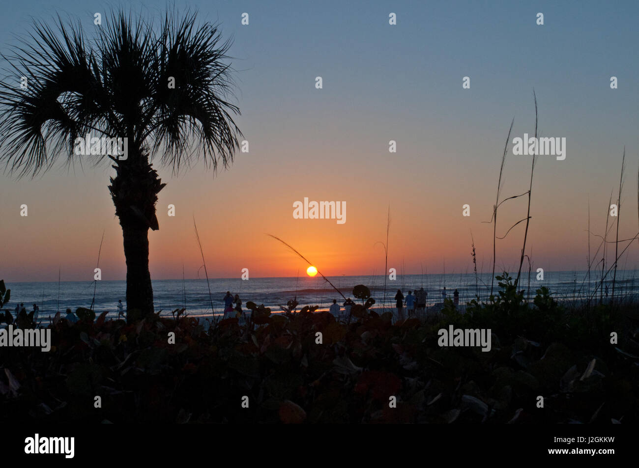 Florida, Sarasota, Sonnenuntergang, Crescent Beach Siesta Key Stockfoto