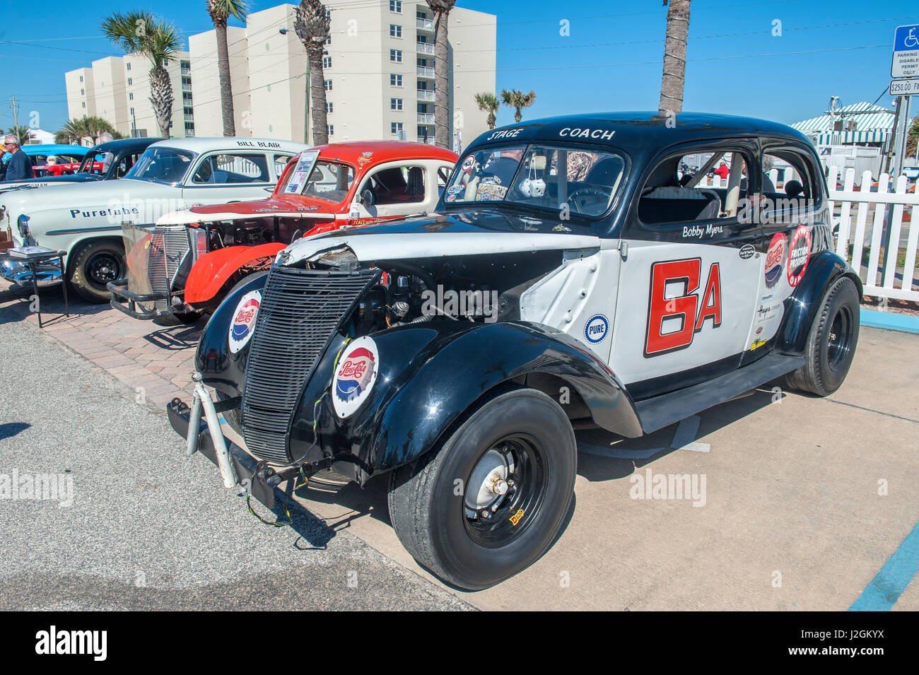 Antike NASCAR Autos, Norden drehen, Ponce Inlet, Florida, USA Stockfoto