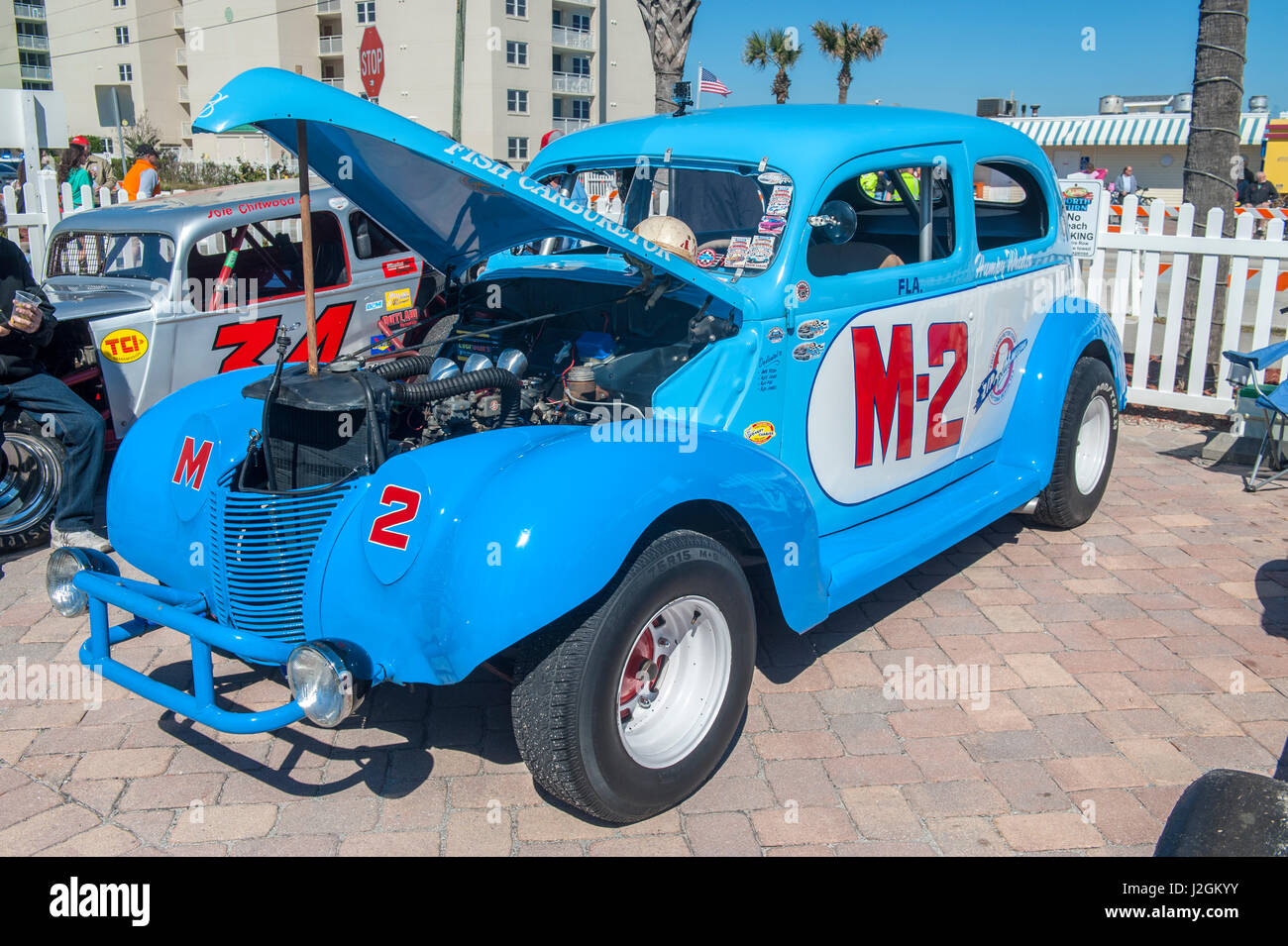 Antike NASCAR Autos, Norden drehen, Ponce Inlet, Florida, USA Stockfoto