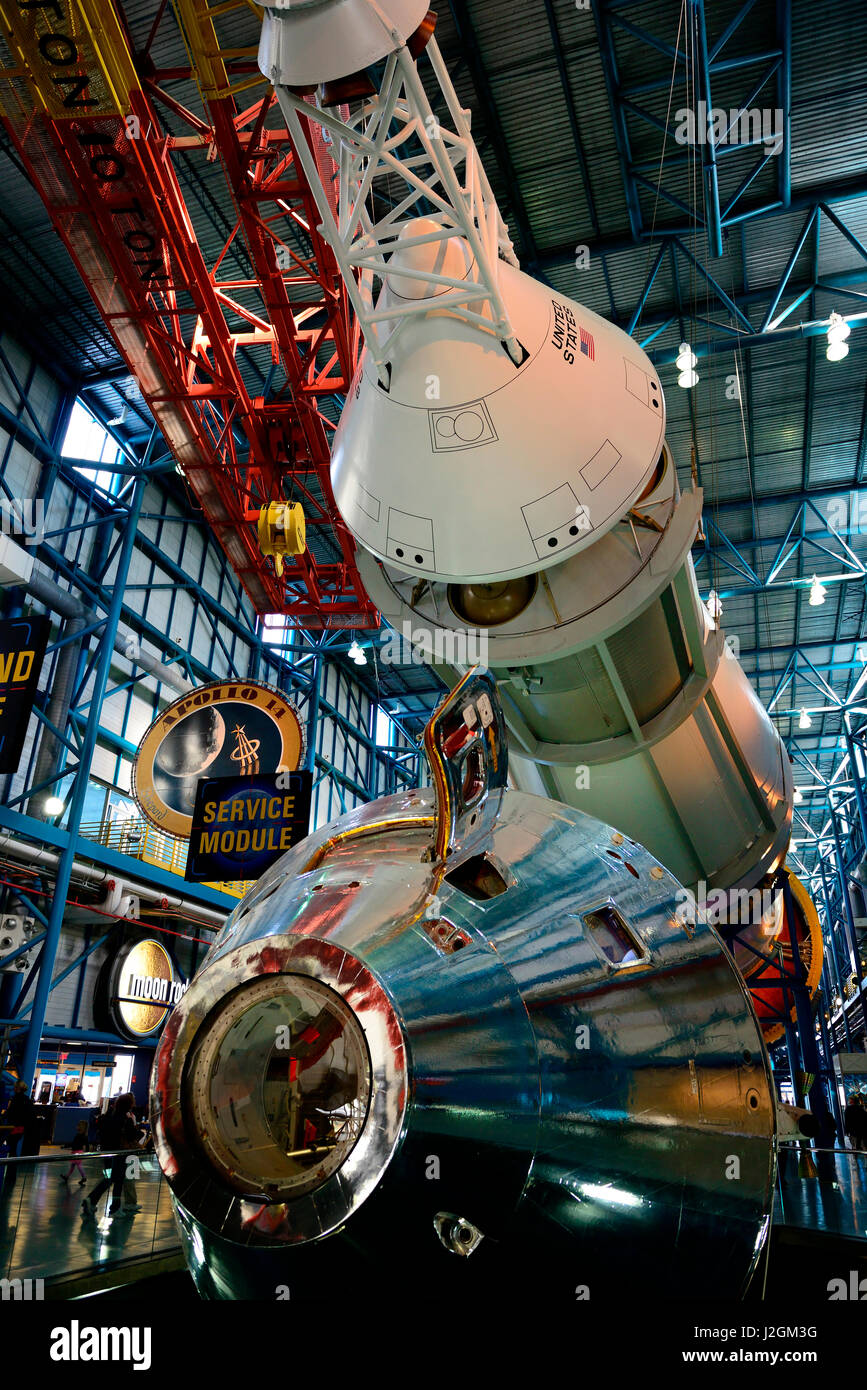 USA, Florida, Cape Canaveral, Kennedy Space Center. Command Module des Programms Apollo Saturn V. (Großformatige Größen erhältlich) Stockfoto