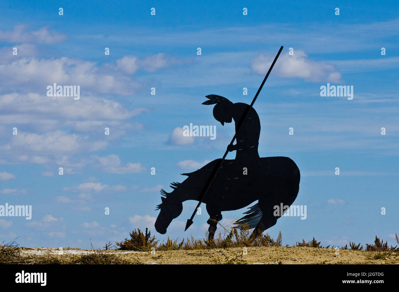 USA, New Mexico, Shiprock, Metall Skulptur, indianische Ende des Weges Stockfoto