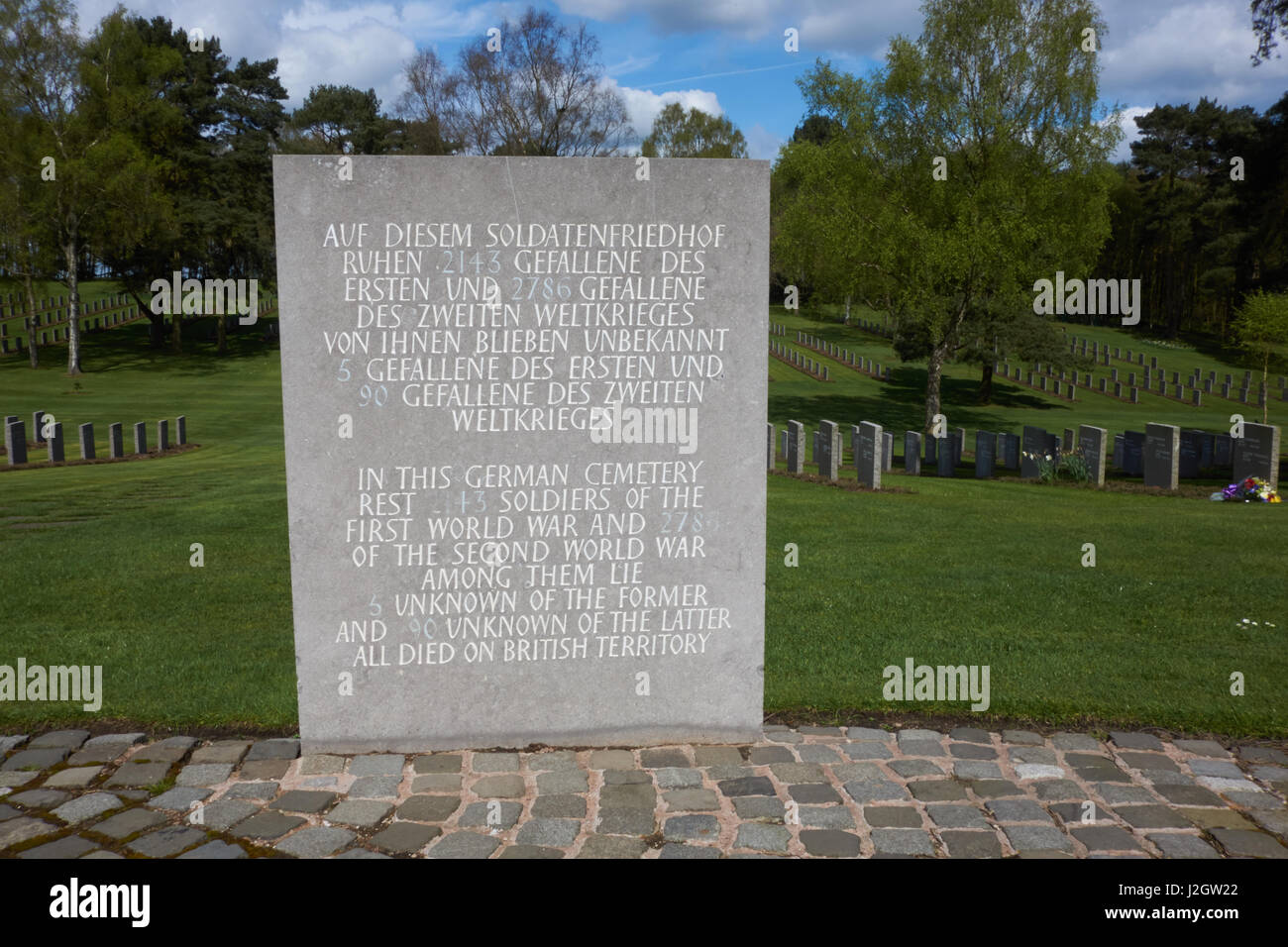 Grabsteine auf dem deutschen Soldatenfriedhof in Cannock Chase. Staffordshire Stockfoto