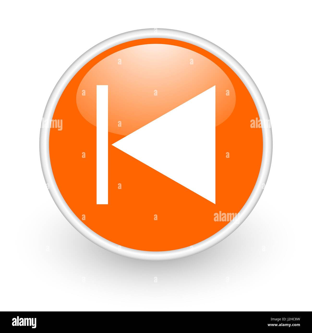 Prev-modernes Design glänzend orange Web-Symbol auf weißem Hintergrund. Stockfoto