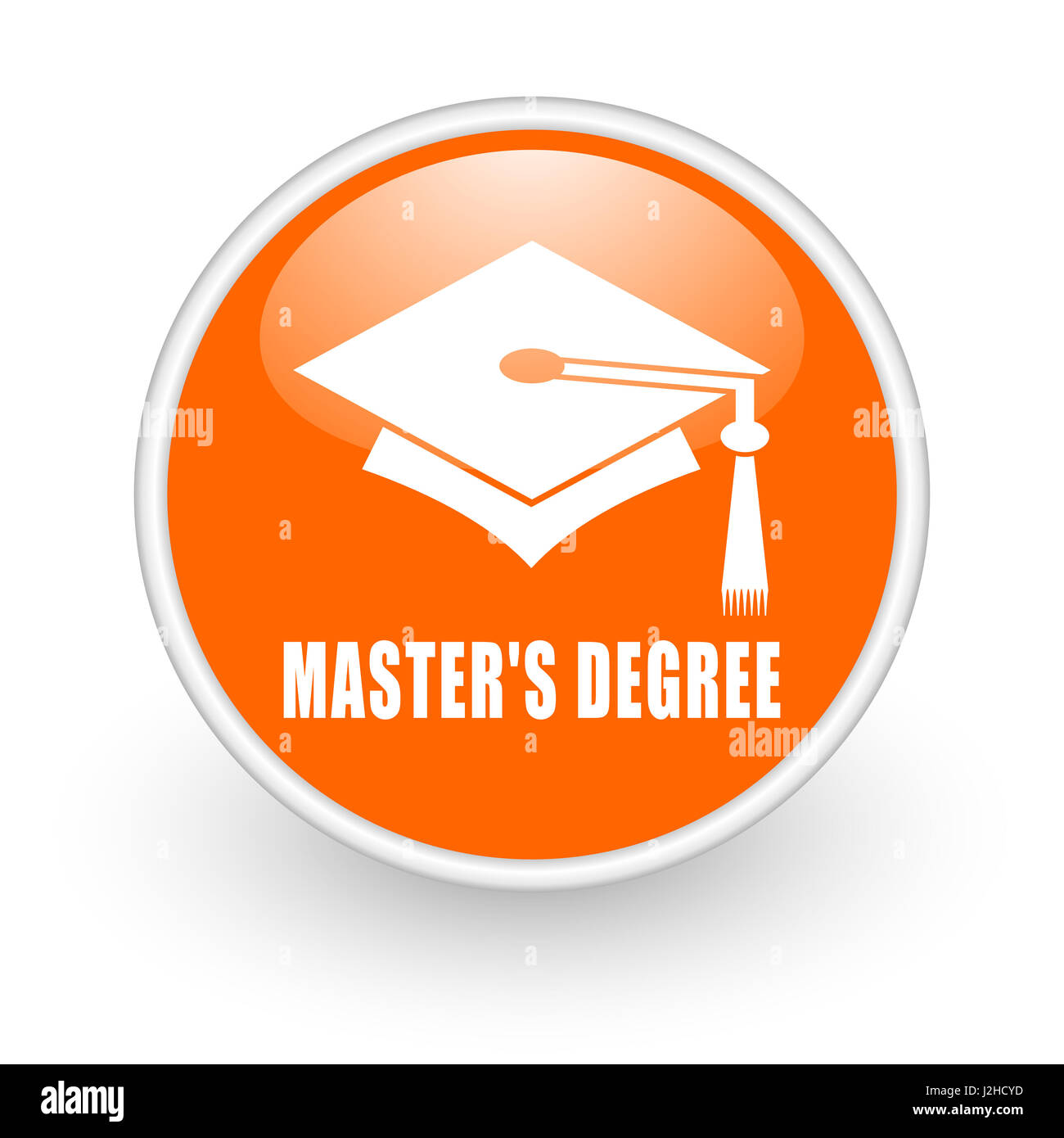 Meister Grad modernes Design glänzend orange Web-Symbol auf weißem Hintergrund. Stockfoto