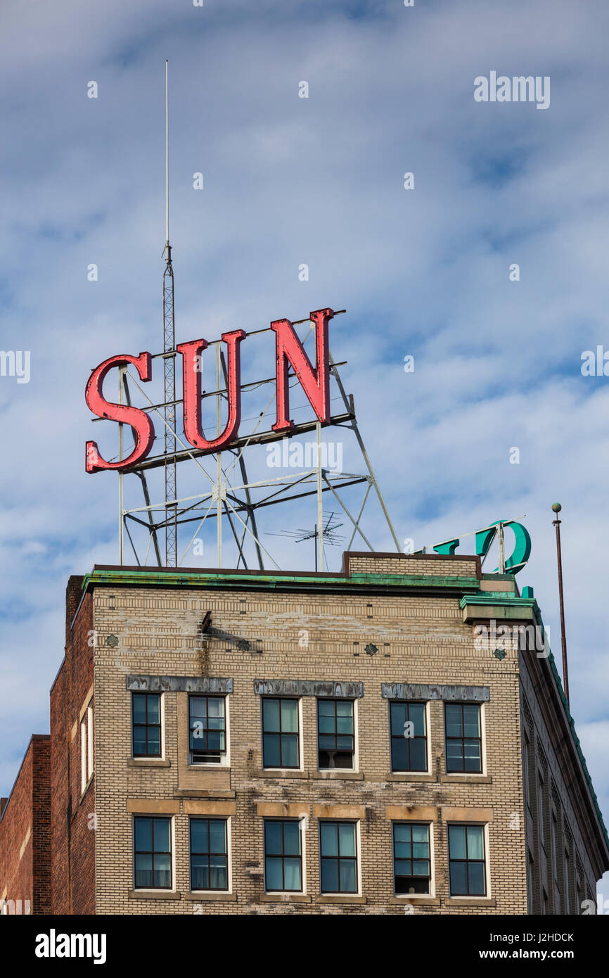 USA, Massachusetts, Lowell Lowell National Historic Park, Lowell Sun Zeitung Gebäude Stockfoto